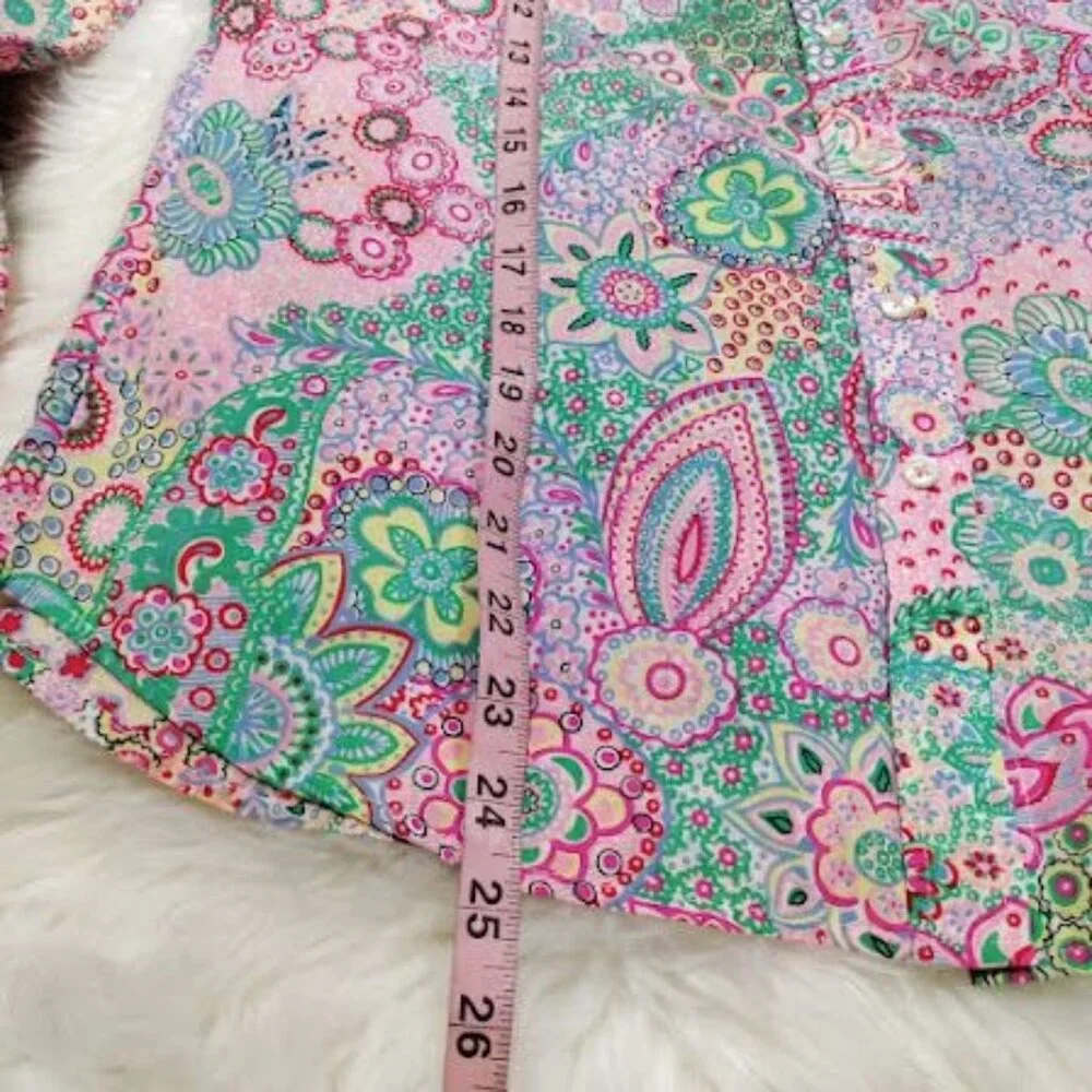 NEW Talbots Dreamy Paisley Print Classic Cotton Button Up Shirt Women's Size XS - Picture 9 of 9